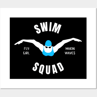 Womens Butterfly Swim Squad Girls Swimming Gift Posters and Art